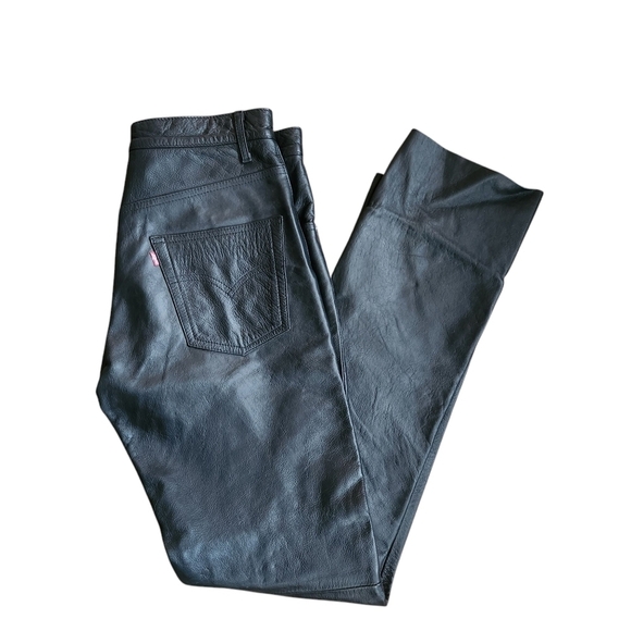 Levi's Lot 53 Black Leather Pants Roswell Collection Rare - Picture 4 of 16